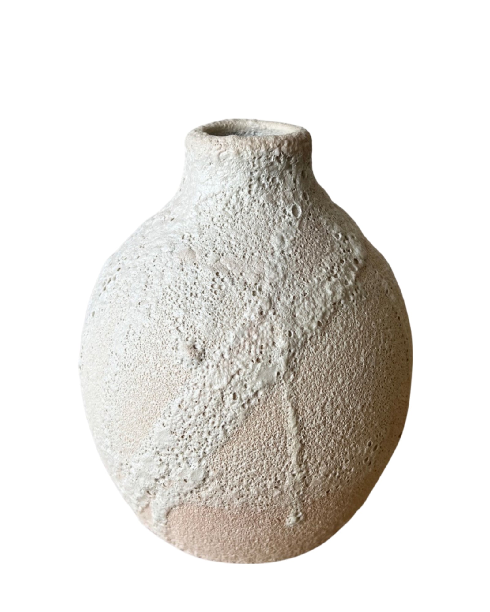 Textured ceramic vase on a white background