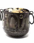 Hammered Metal Container with Round Handles - Croix des Bouquets