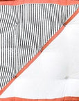 Textile with striped pattern and orange border