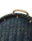 Round Rattan Tray - Navy Blue
