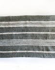 Striped bath mat with gray and white lines on a white background
