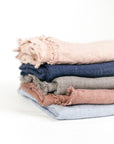 Stone Washed Linen Throw Blanket - Blush