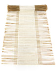 White table runner made of cotton and dried twigs displayed on a white background