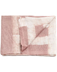 Salmon Pink Wax Block Printed Hand Woven Linen Scarf