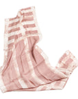 Salmon Pink Wax Block Printed Hand Woven Linen Scarf