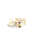 3 separate rings made from .925 sterling silver plated in 14k gold and tourmaline semi-precious stone.