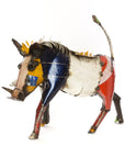 Colorful Recycled Oil Drum Wart Hog Sculptures