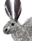 Recycled Metal Running Rabbit Sculpture