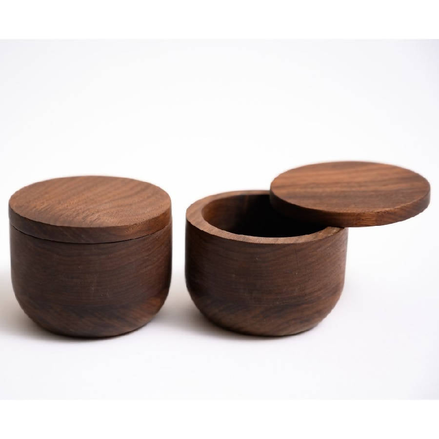 Set of two wooden spice jars - canisters and jars collection at Better World Bio