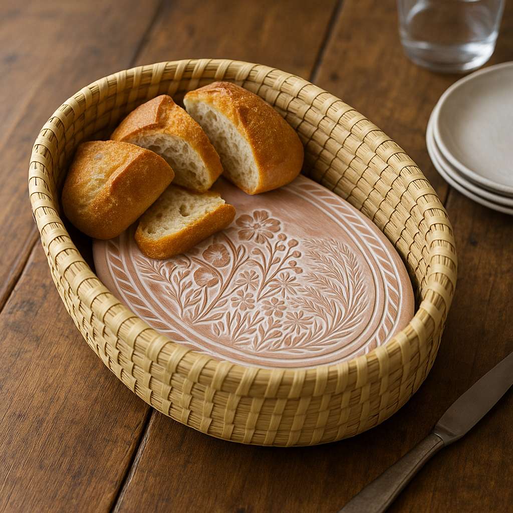 Bread warmer and basket set with bread inside - bread warmer and basket collection at Better World Bio