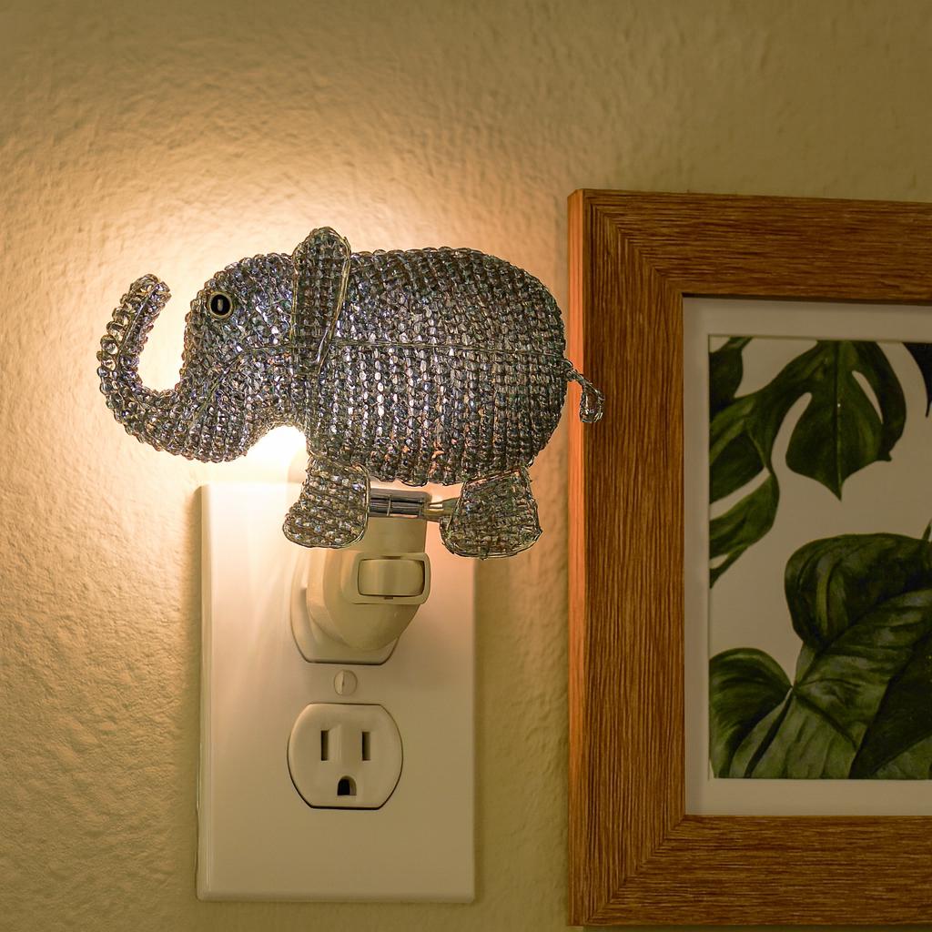 Decorative elephant night light made of glass beads