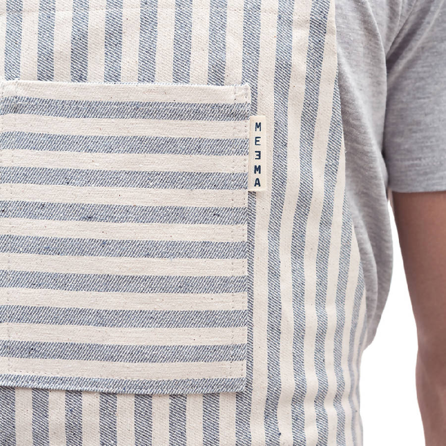 Striped blue and white apron - apron collection at Better World Bio