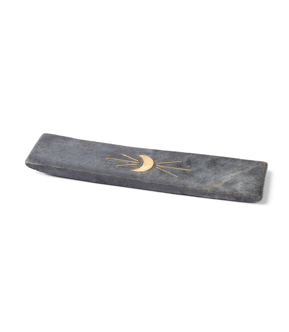 Marble incense with a half moon design