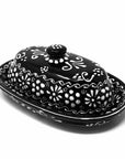 Black & White Handmade Pottery Butter Dish