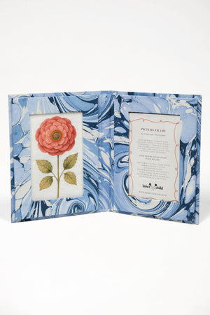 Hand-Marbled Ocean Wave Picture Frame Folding Book - 4x6