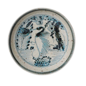 Small Blue and White Porcelain Dancing Crane Dish