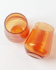 Handblown Hammered Amber Drinking Glass - Set of 4