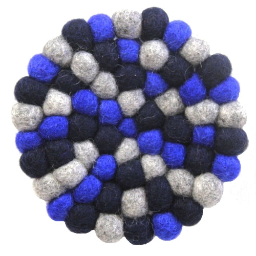 Dark Blue Chakra Felt Ball Trivet