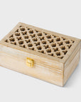 Mango Wood Trellis Keepsake Box with Compartments