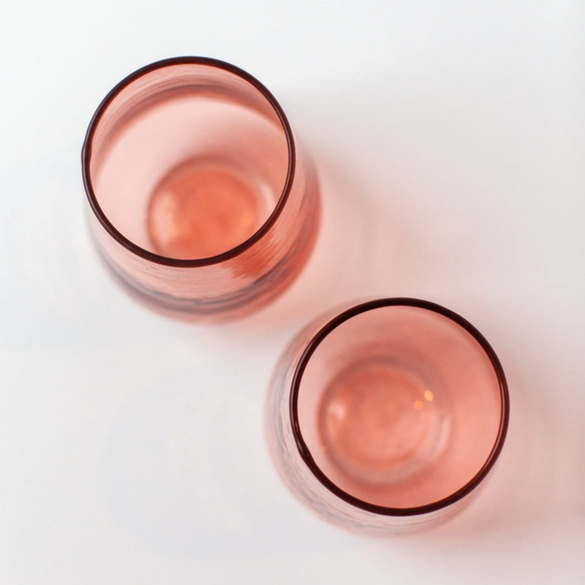 Handblown Hammered Blush Drinking Glass - Set of 4