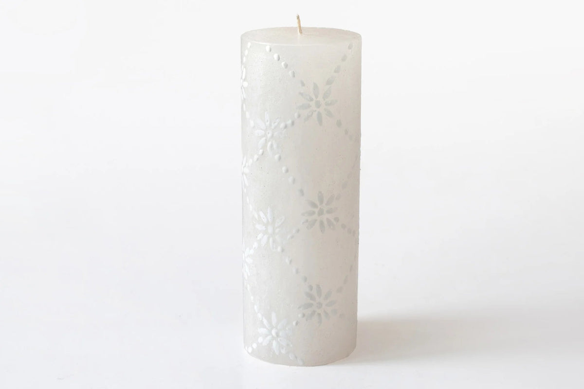 White on White Hand-Painted Candles
