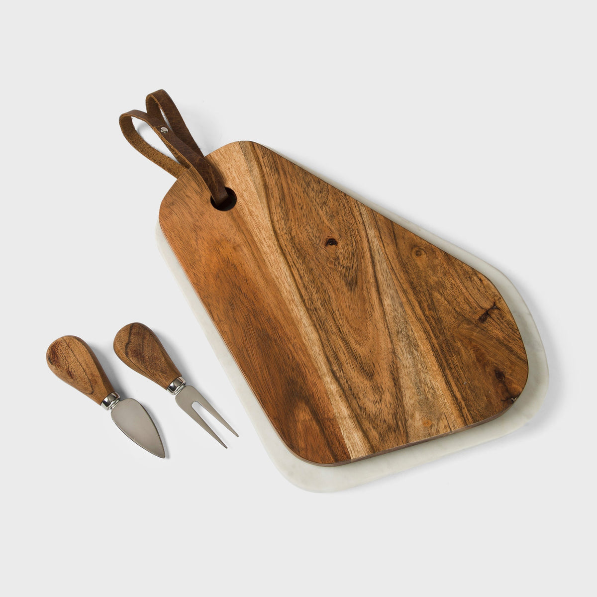 Marble and Acacia Wood Cutting Board - Set of 2
