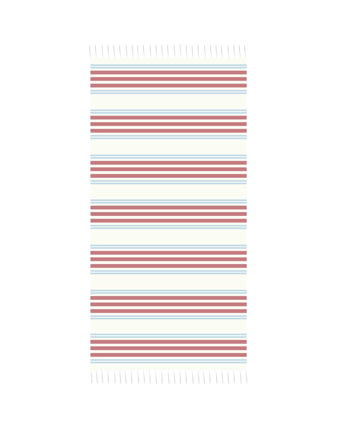 A red and blue striped handwoven Turkish towel.