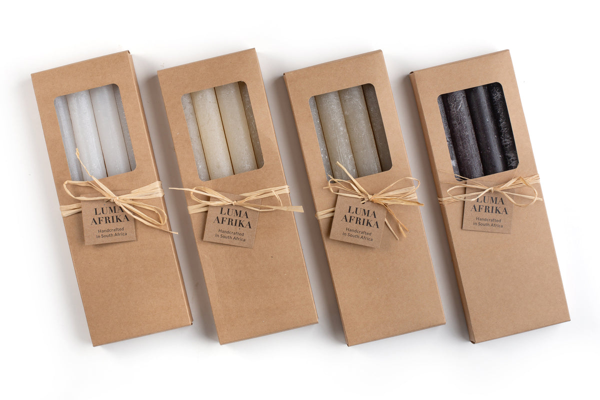 Luma Afrika Frosted Taper Candles – Sand, Set of 4