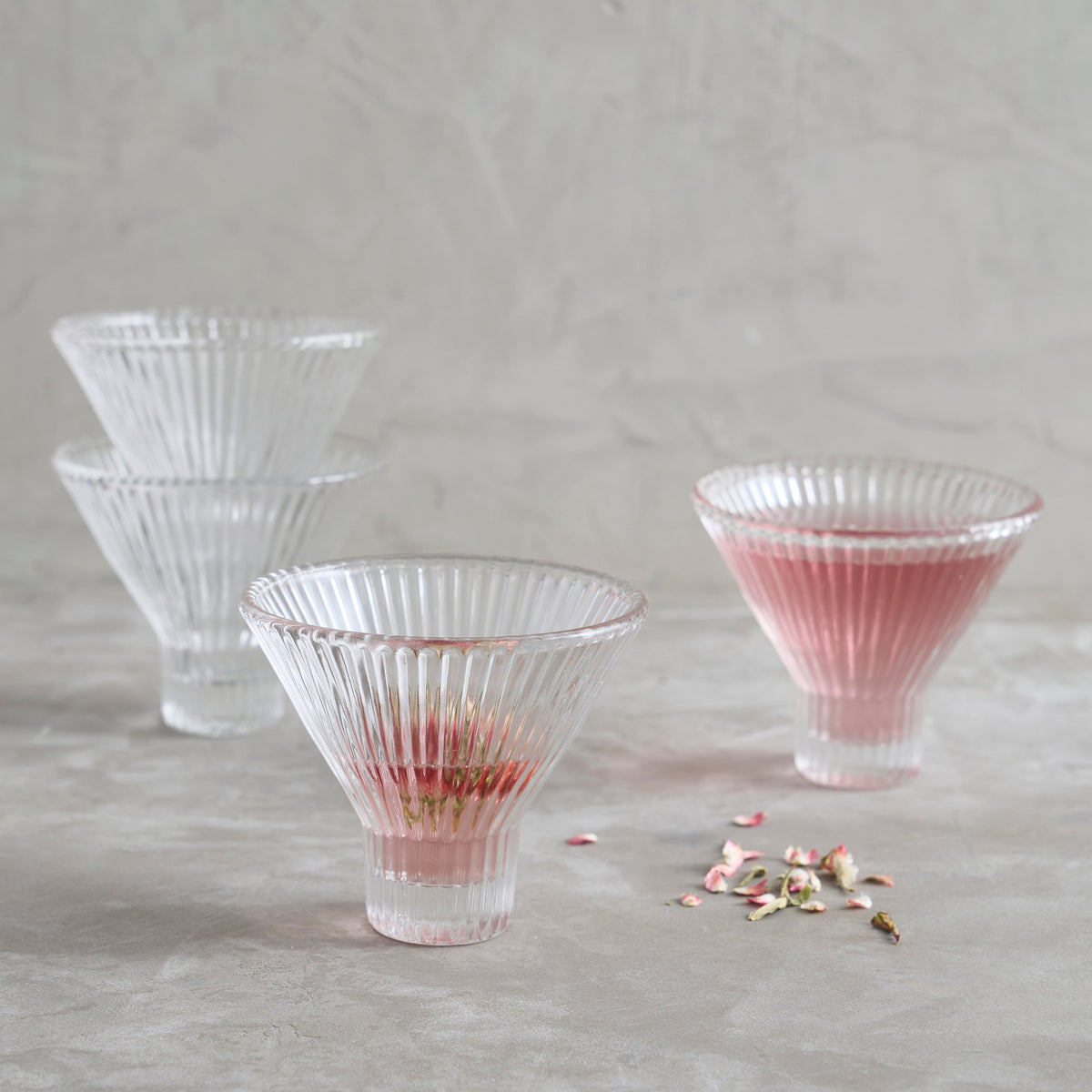 Pressed Clear Martini Glasses - Set of 4