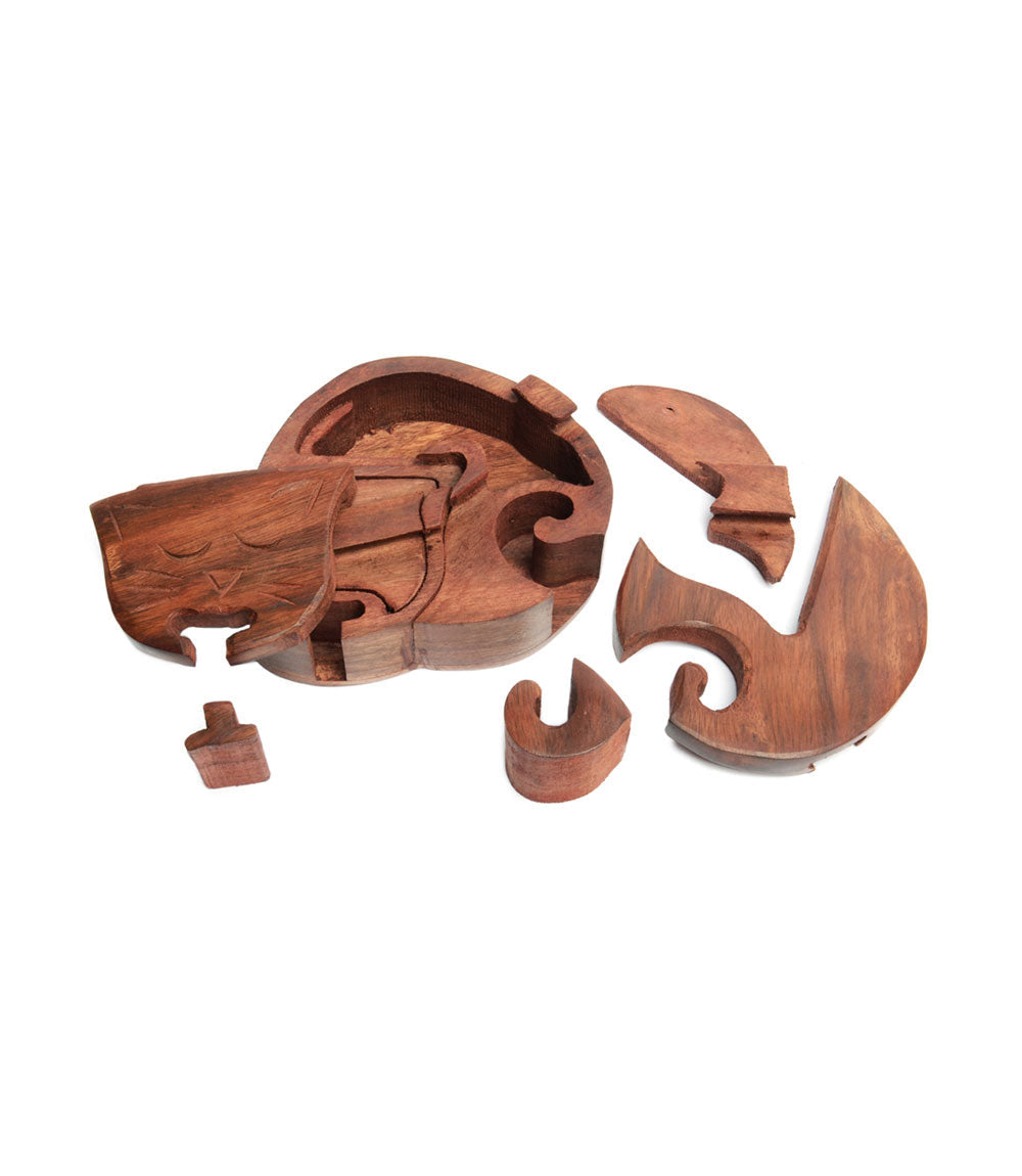 Sleeping Cat Keepsake Puzzle Box - Indian Rosewood