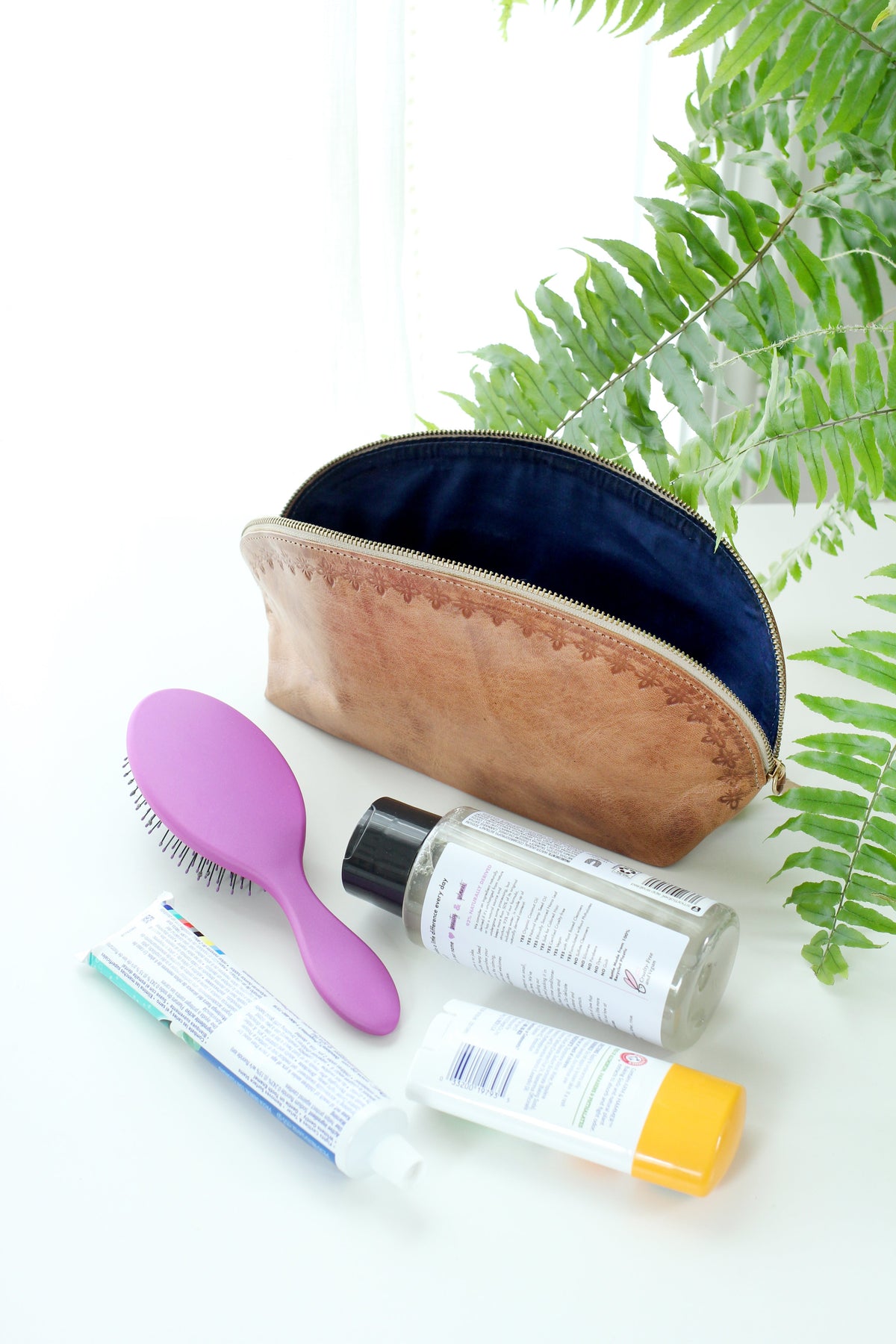 Blossom Leather Travel Pouch