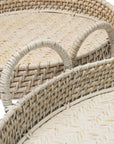 Round Rattan Tray - White