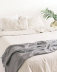 Stone Washed Linen Throw Blanket - Blush