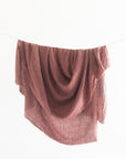 Stone Washed Linen Throw Blanket - Blush