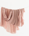 Stone Washed Linen Throw Blanket - Blush