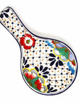 Handmade Pottery Dots & Flowers Spoon Rest - Encantada