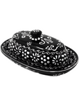 Encantada Handmade Pottery Butter Dish, Black & White