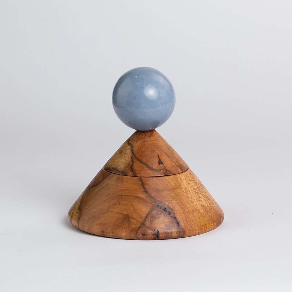 Cool Cone Angelite &amp; Wood Jewelry Box