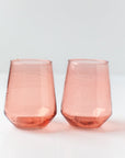 Handblown Hammered Blush Drinking Glass - Set of 4