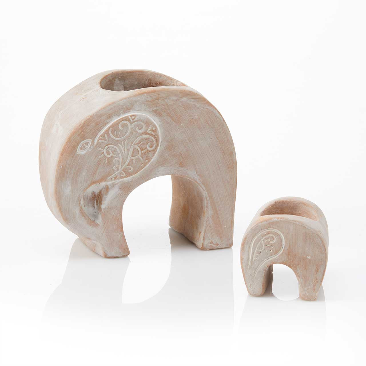 Terracotta Elephant Family Planters - Set of 2