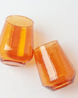 Handblown Hammered Amber Drinking Glass - Set of 4