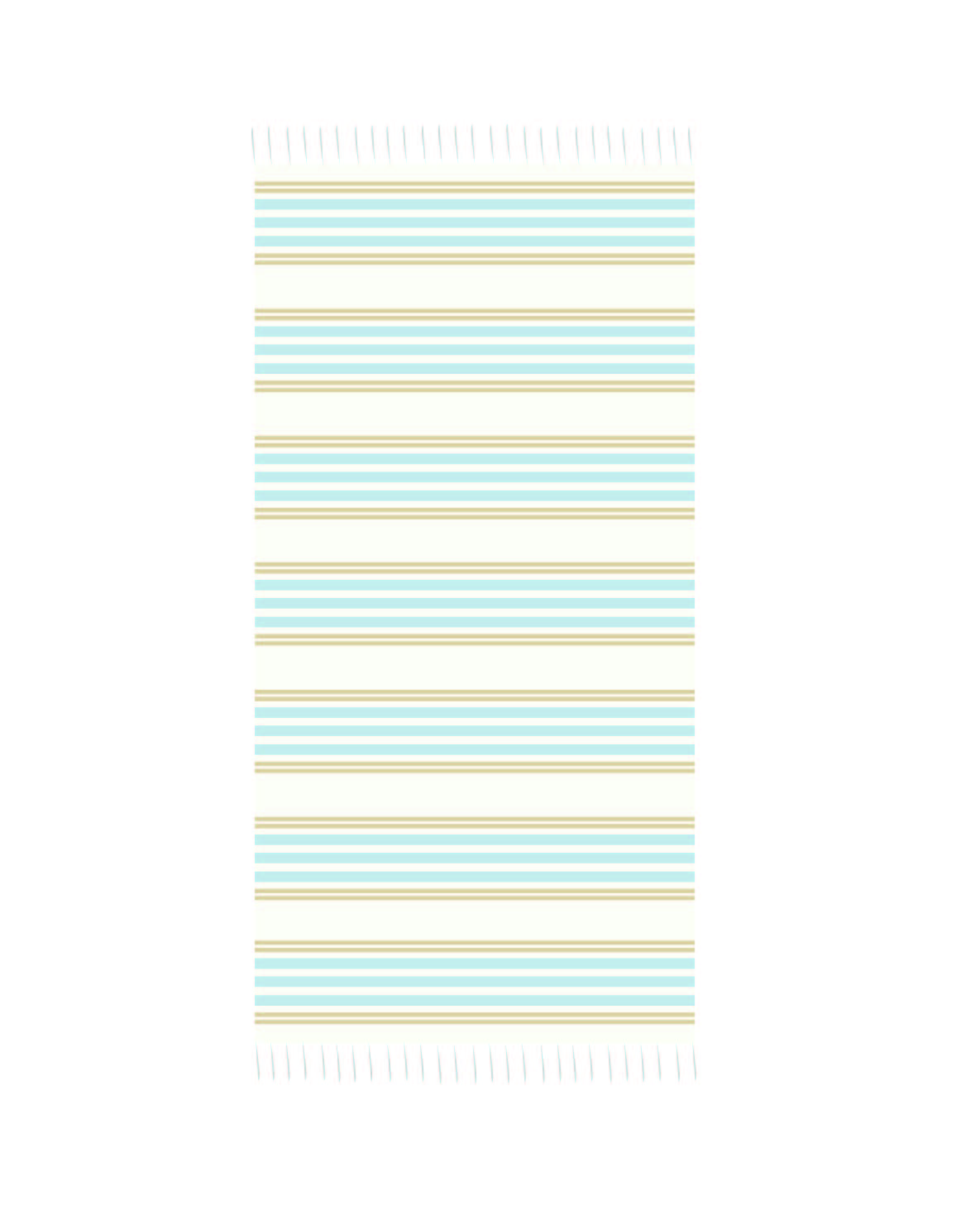 A striped handwoven Turkish towel in blue and yellow colors, laid flat.