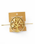 Aranyani Tree of Life Two-Tone Brass Hair Pin Slide with Stick