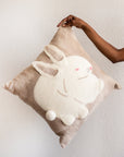 Bunny Rabbit Blush Wool Throw Pillow
