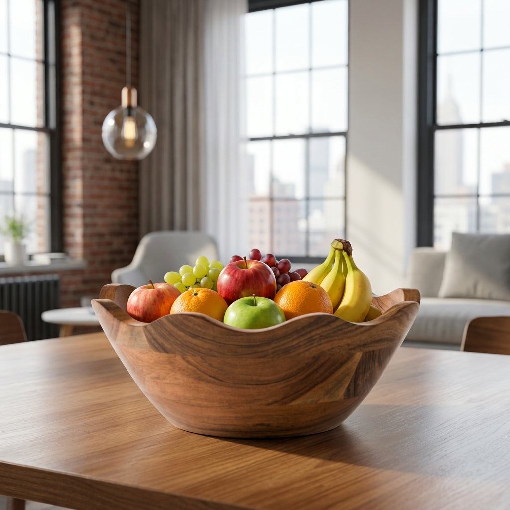 Acacia Wood Scallop Bowl
