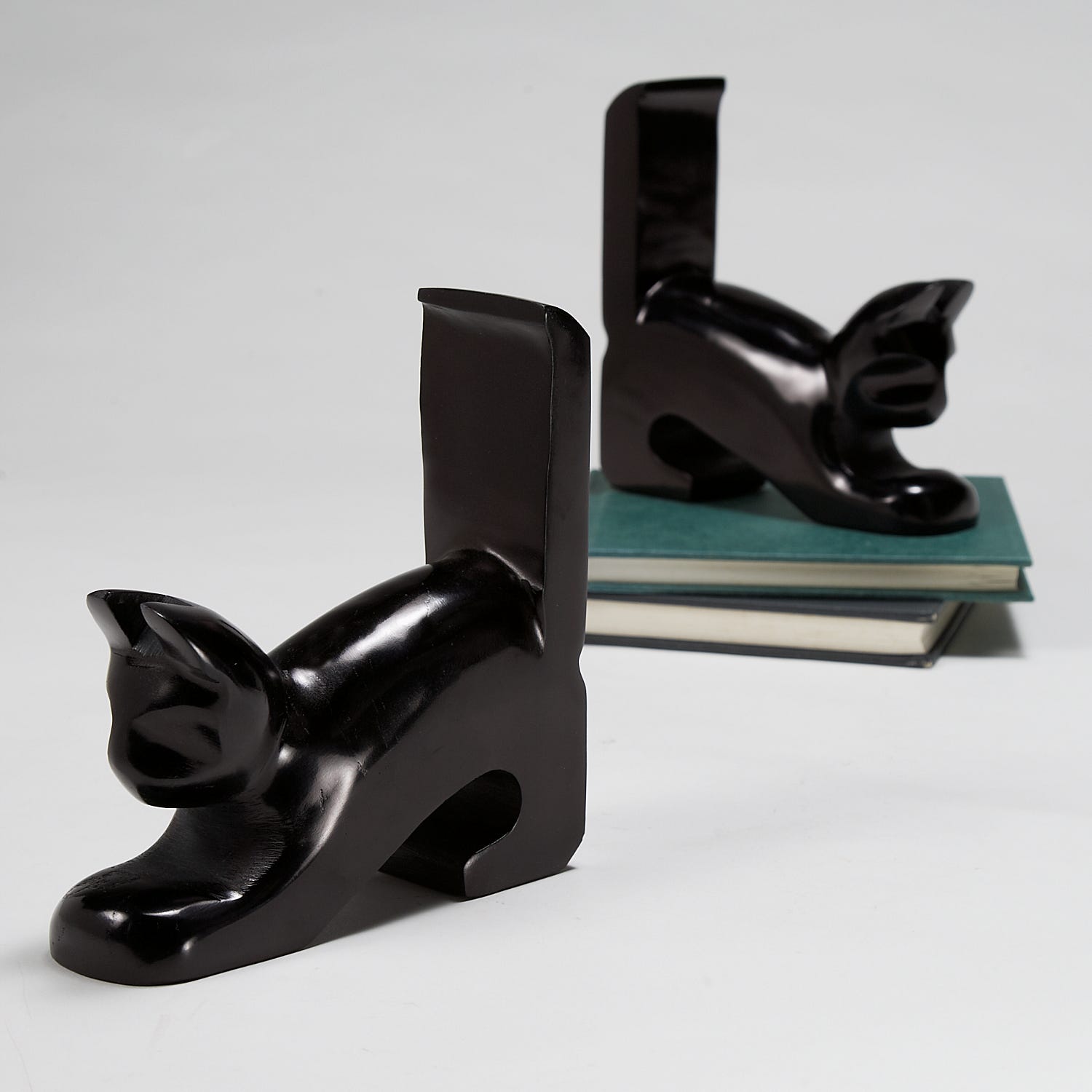 Playful Black Cat Bookends