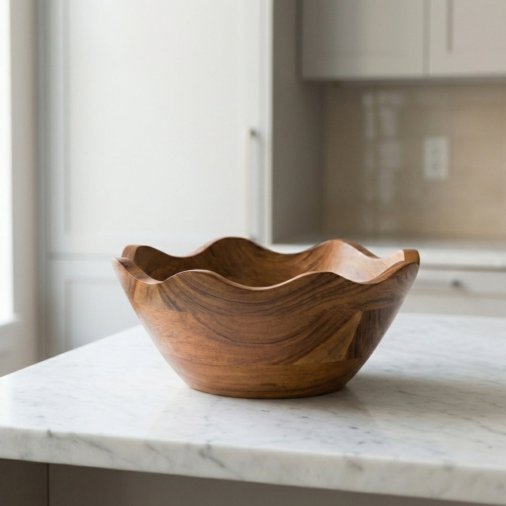 Acacia Wood Scallop Bowl