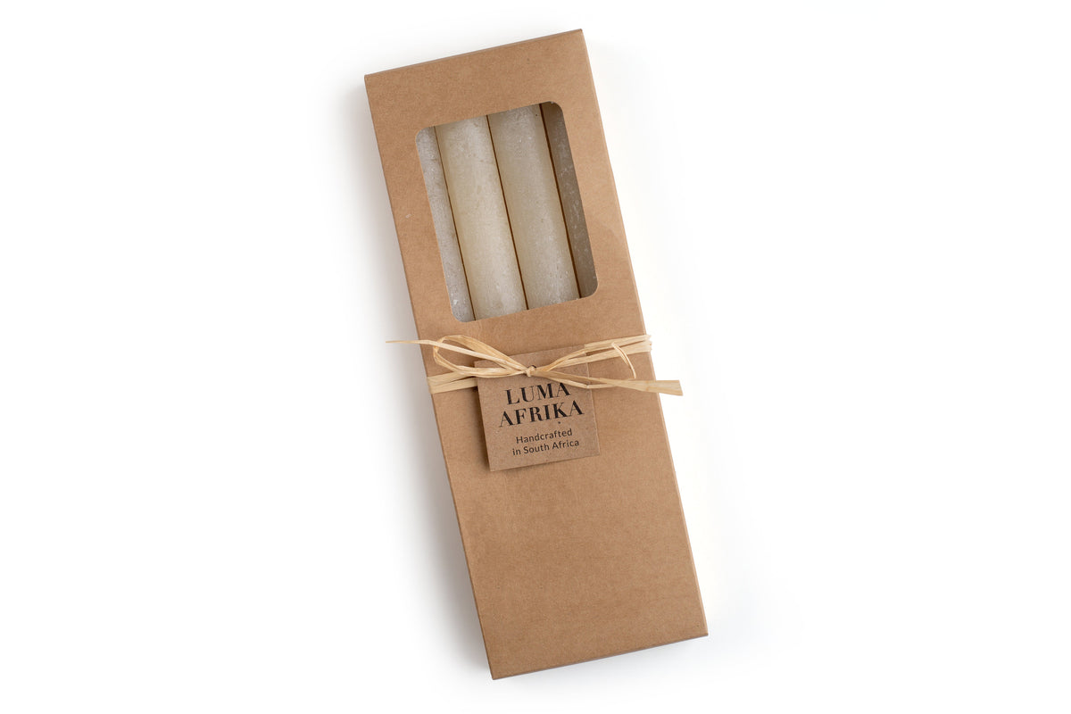 Luma Afrika Frosted Taper Candles – Cream, Set of 4
