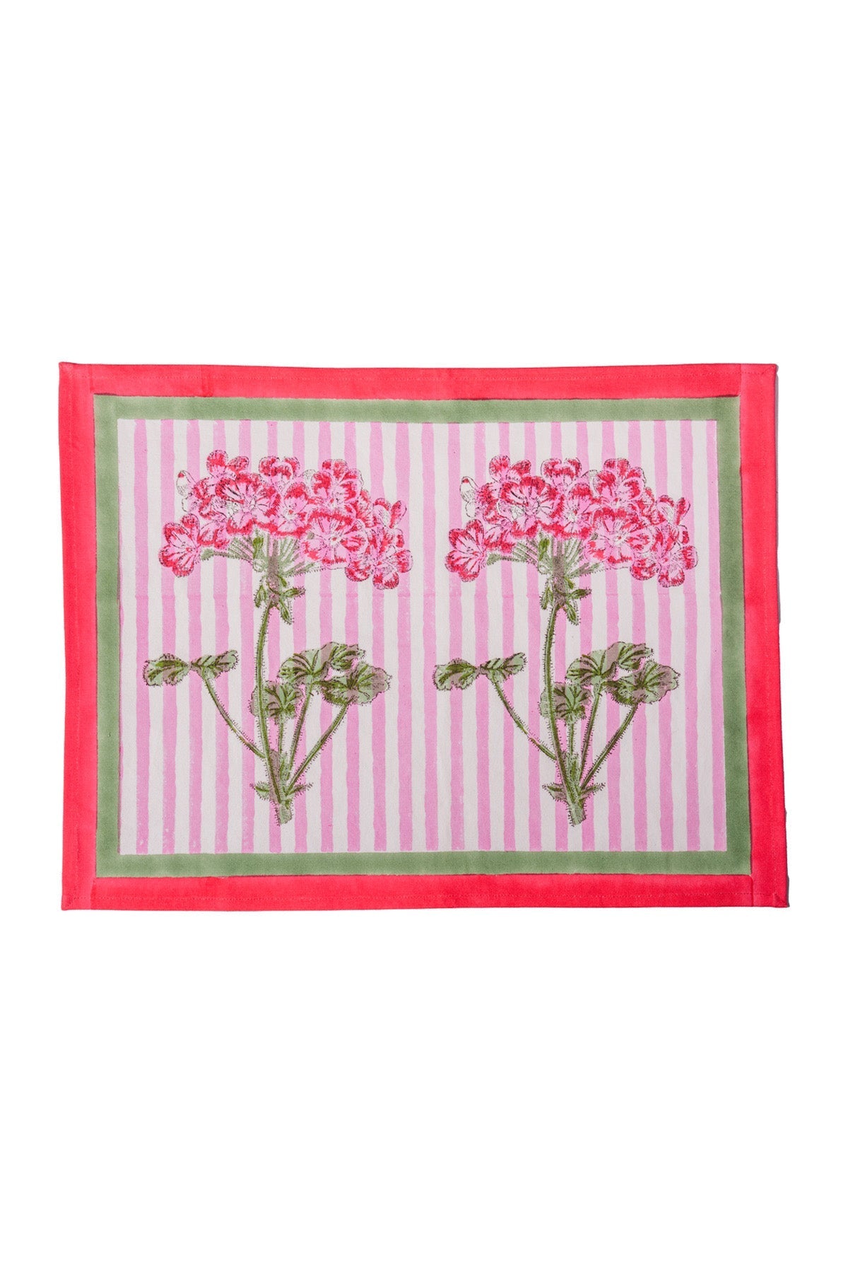 Pink Hydrangea Blockprint Placemats – Set of 2