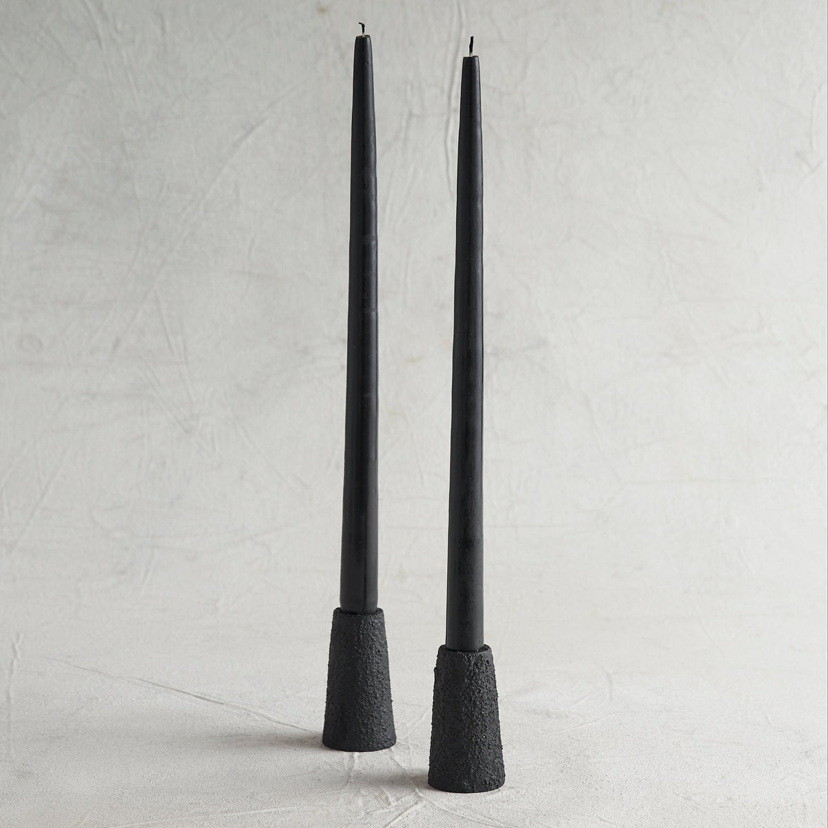 Pumice Black Taper Candleholders - Set of 2
